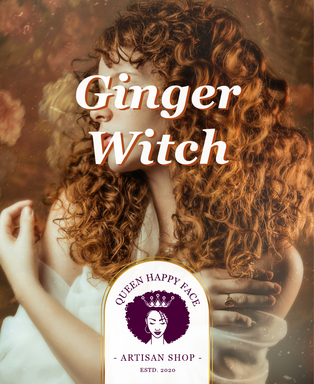 ginger witch, hand-poured candle, label