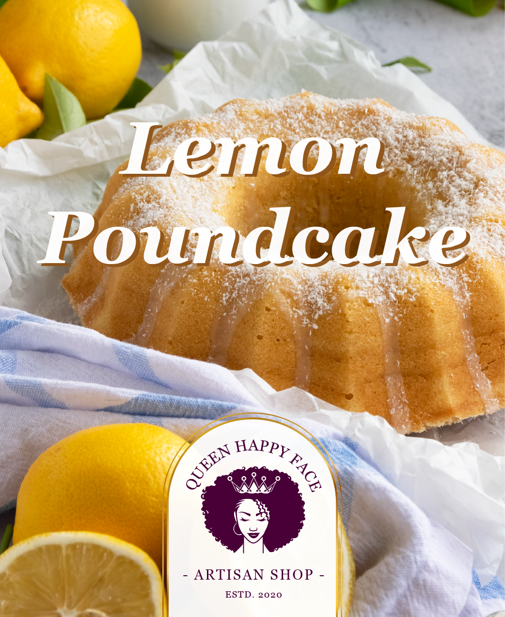 lemon poundcake, hand-poured candle, label