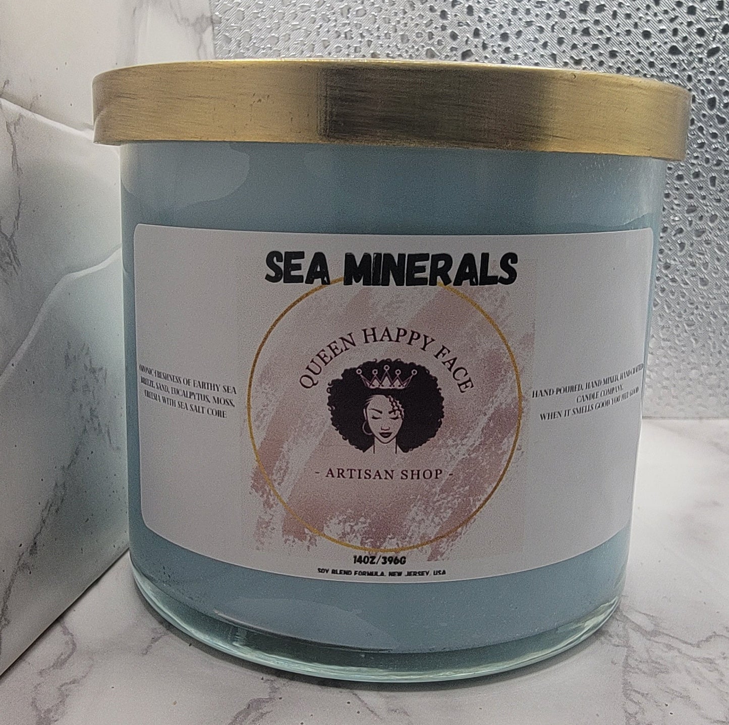 sea minerals, hand-poured candle, front product