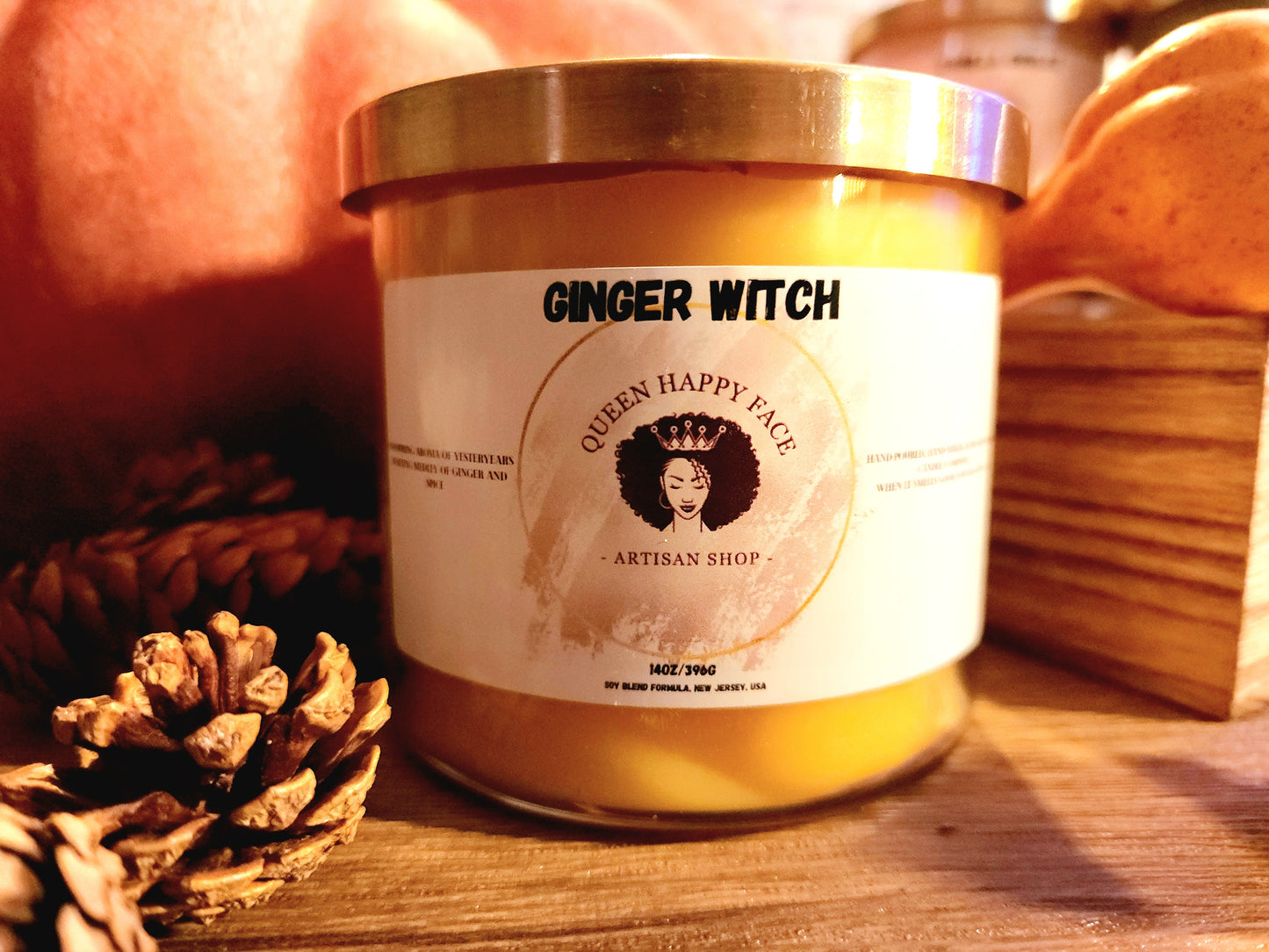 ginger witch, hand-poured candle, front product